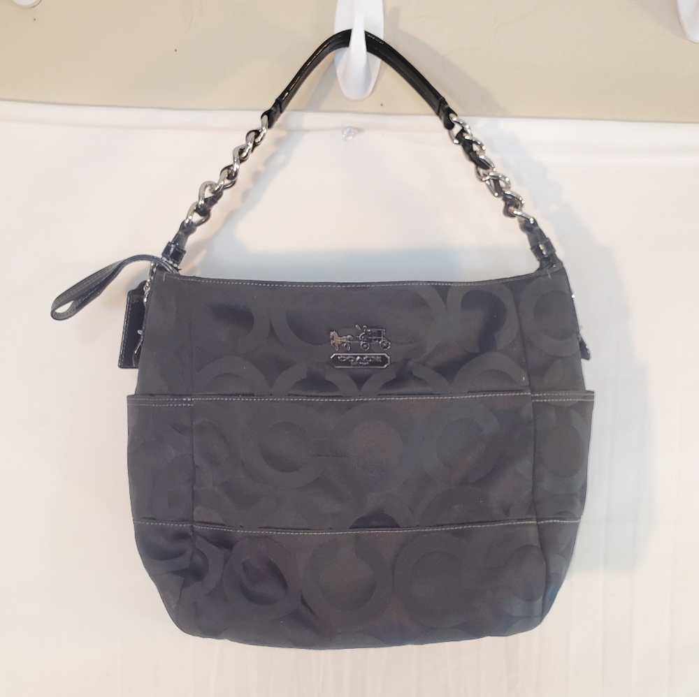 Coach Madison Luxury Designer Logo Tribeca Black Shoulder Hobo Bag EUC 14127